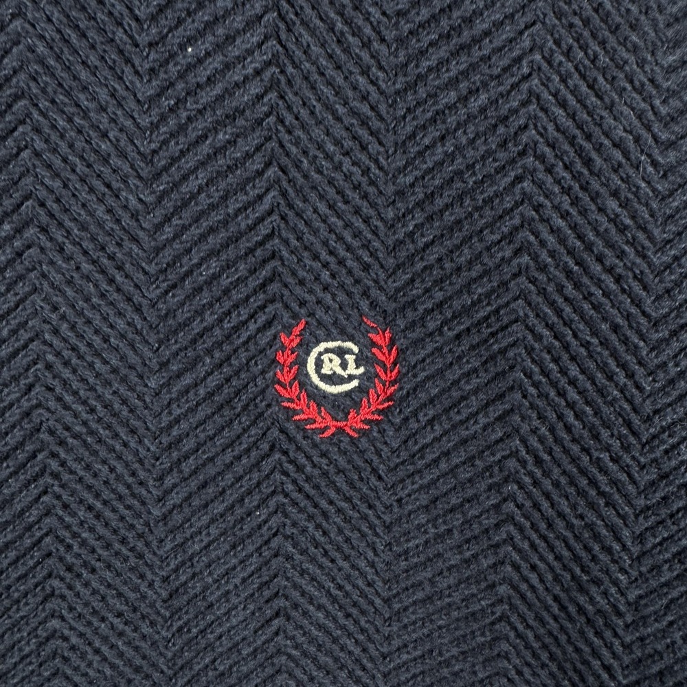Chaps Ralph Lauren Sweater Mens XXL Navy Blue Chevron Knit Cotton Crew Preppy - Picture 6 of 8